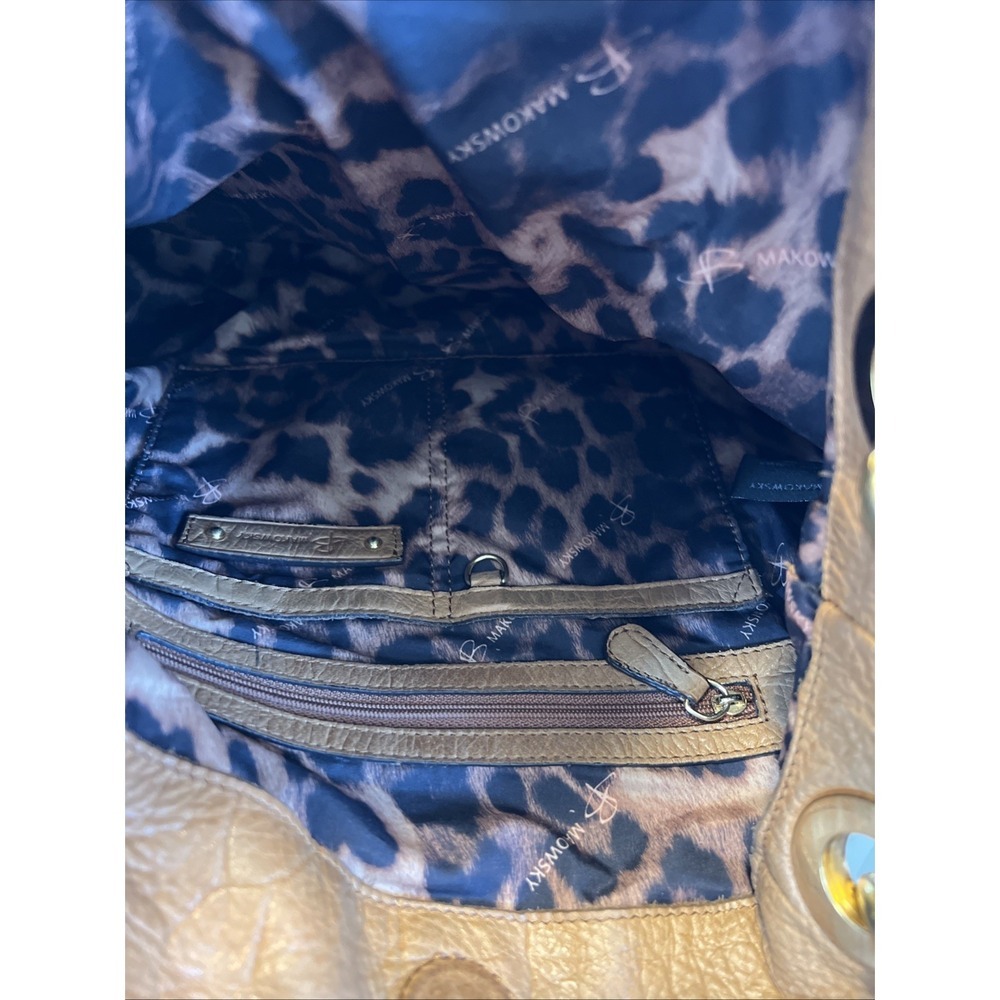 B Makowsky Camel Handbag Purse Animal Print Leather VTG Y2K - Picture 7 of 12